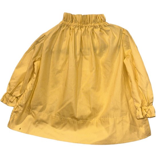 Vintage Hand Made yellow gingham check plaid cotton gathered neck baby d… - Picture 1 of 3